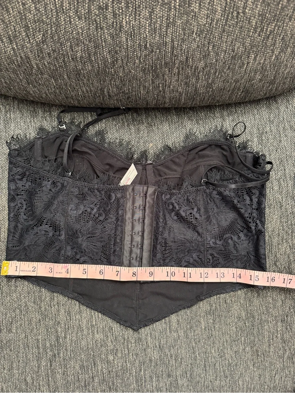 Intimately Free People Black Floral Lace Corset Bustier Cami Top Y2K Goth